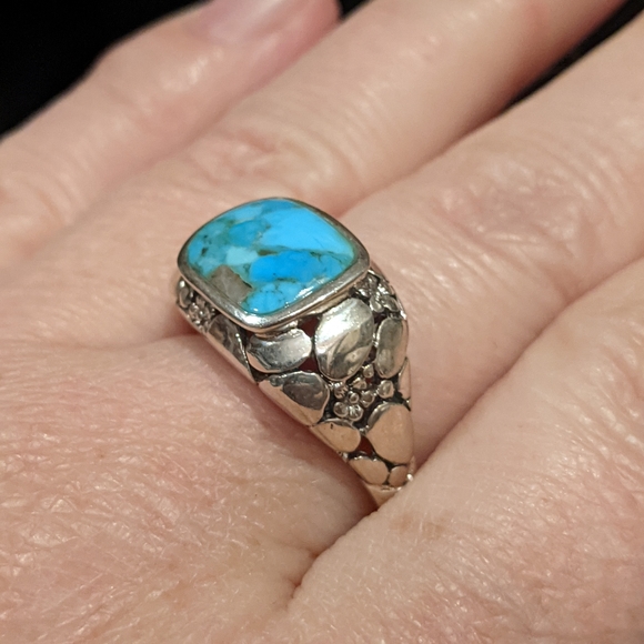 Kingman Turquoise .925 Silver Ring, size 8.5 - Picture 3 of 16